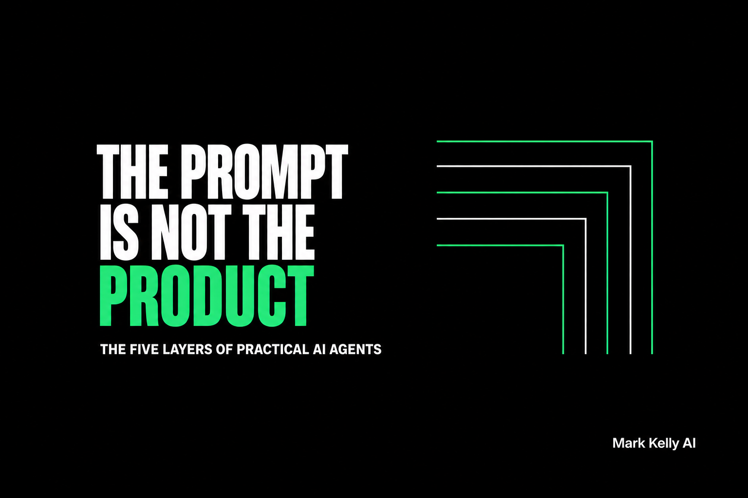 The Prompt Is Not the Product, illustrating the five layers required to build practical AI agents.