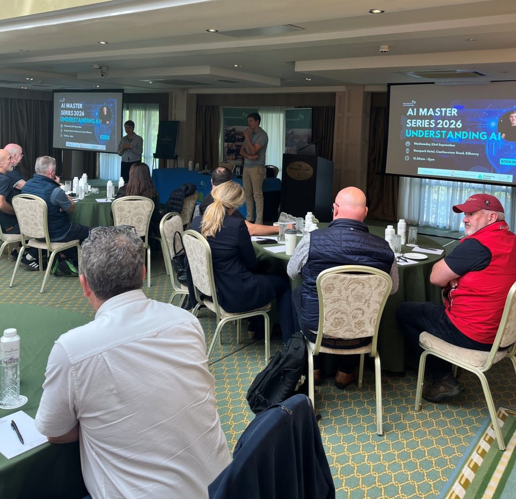 Mark Kelly presenting AI for small business at the LEO Kilkenny AI Master Series