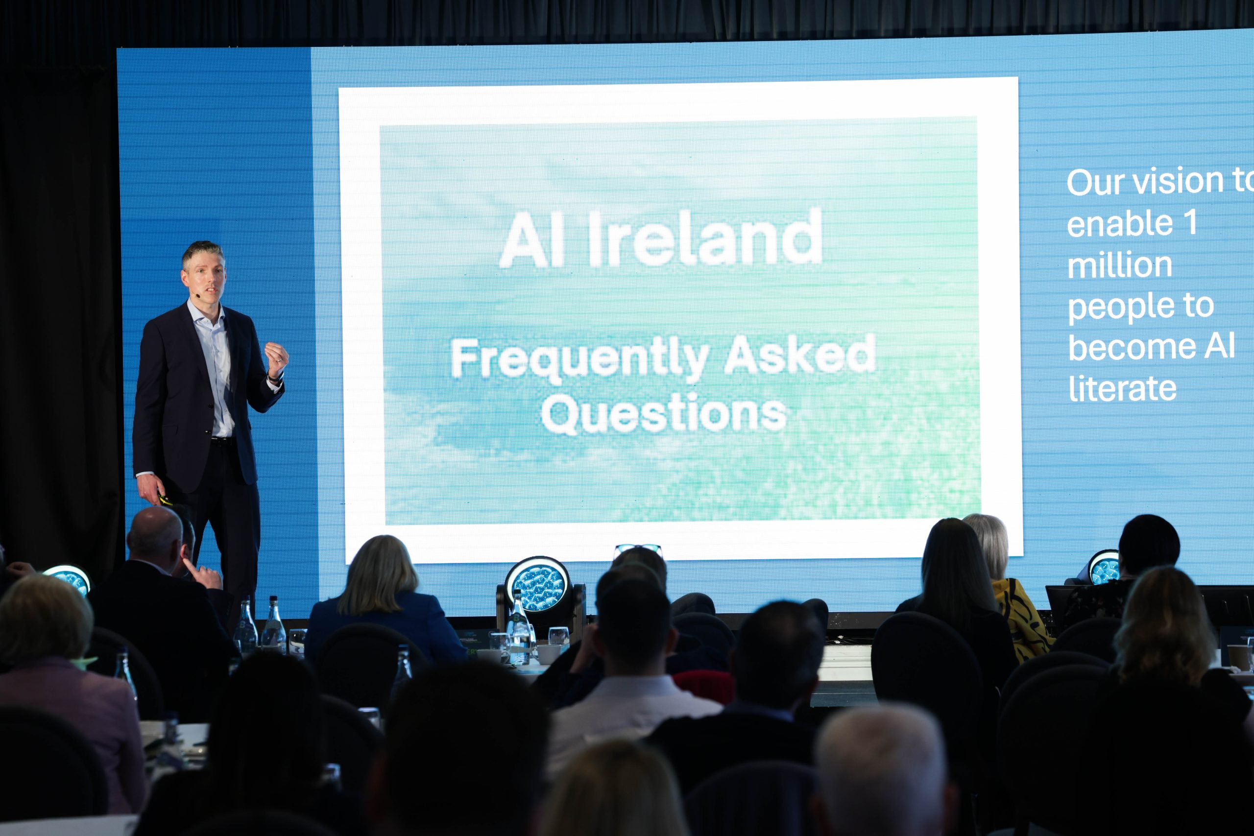 Mark Kelly speaking at the AI Awards about AI Ireland’s vision to help one million people become AI literate